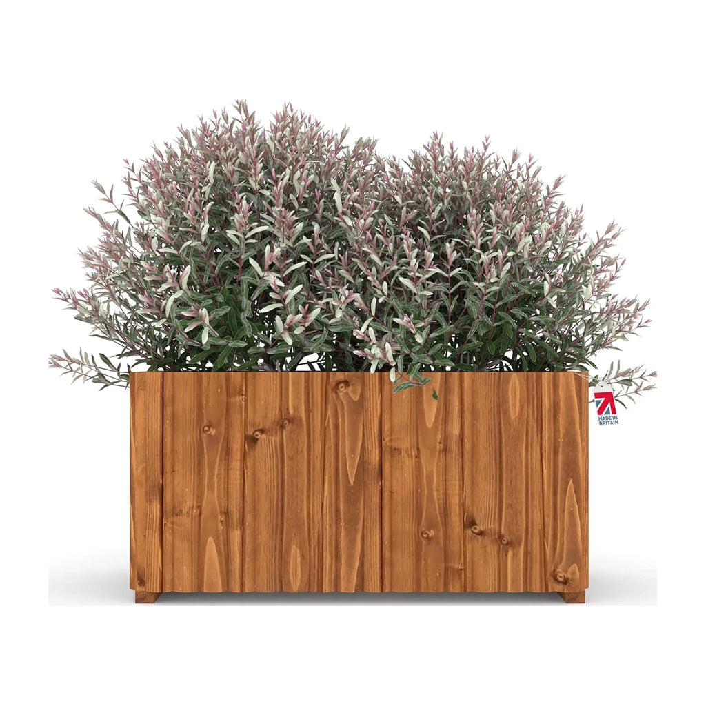 Cotswold reeded wooden garden planter, tan, hand-built in Kent