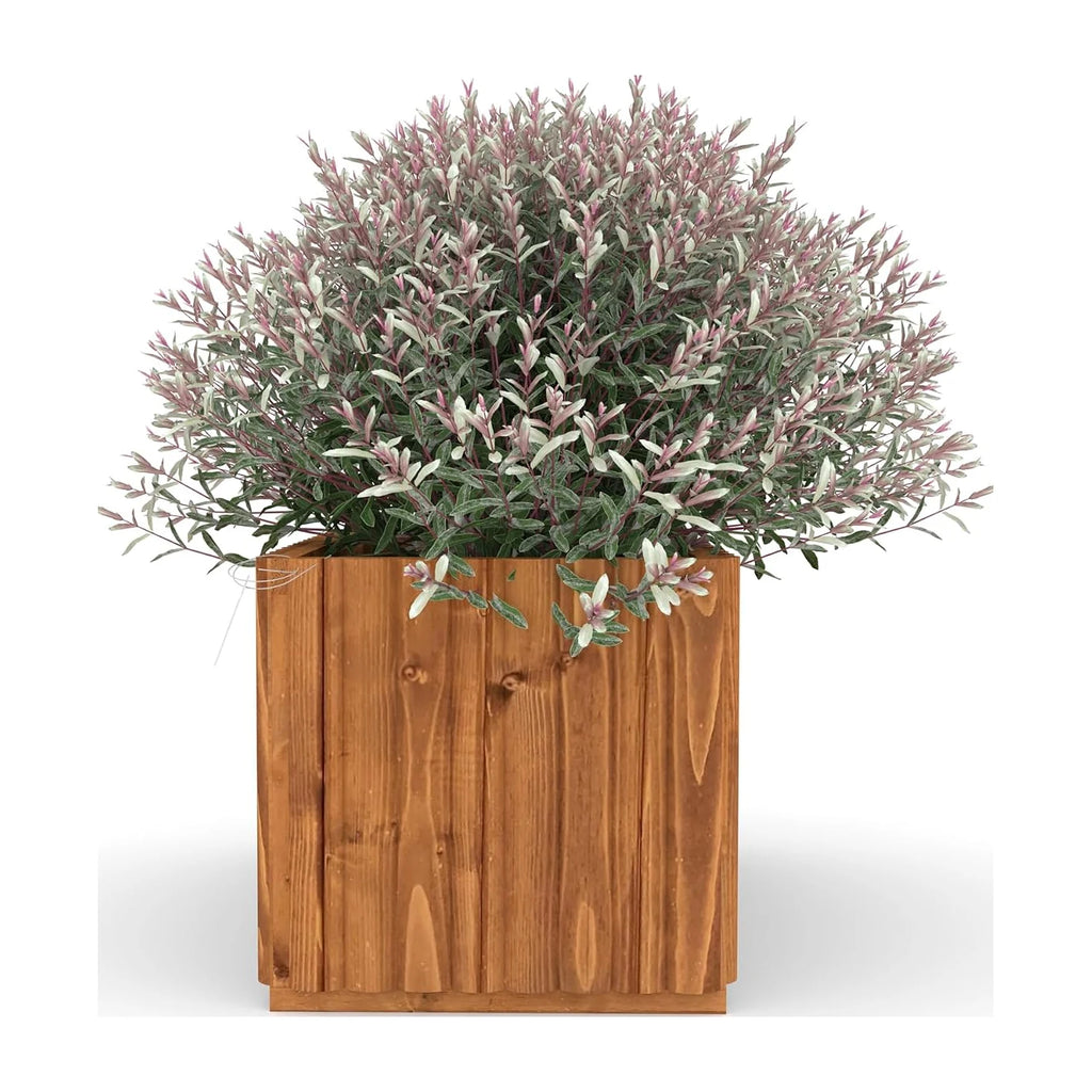 Cotswold reeded wooden garden planter, tan, hand-built in Kent