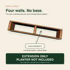 Elevated view of the four-sided Sussex height extension showing that it is open underneath. Extension only; planter not included.