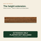 The Sussex planter height extension on its own, shown from the front. Extension only; planter not included.